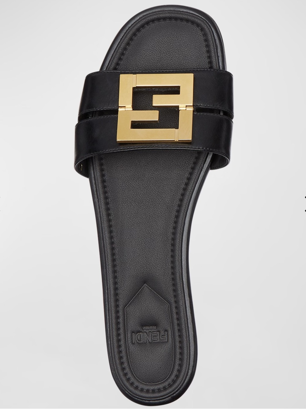Fendi FFold Leather Flat Sandals Black size 36 / 6